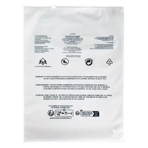 Offset Printing Ziplock Zipper Clear Poly Plastic Apparel Packaging Bags for Clothing T Shirt with Suffocation Warning