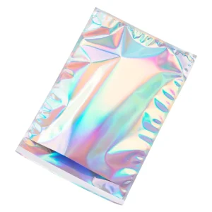 One Side Transparent Heat Seal Zipper Ziplock Top CPP Laser Packaging Storage Resealable Holographic Gemstone Earrings