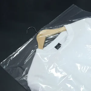One time Use Transparent LDPE Clothing Hanging Bags for Laundry Shops Custom Printed Clothing Bags for Dresses Suits