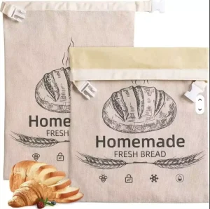 Organic Cotton Drawstring Bag Breathable Reusable Pouch for Bread Bakery Packaging