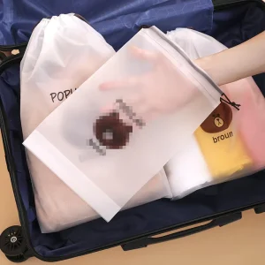 PE translucent frosted drawstring bag for clothing underwear socks towels bear storage plastic packaging bag
