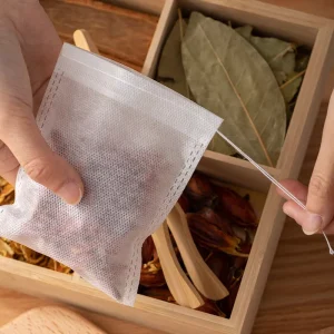 PP Non Woven Disposable Drawstring Bag for Food Storage Spice Flower Tea Packaging