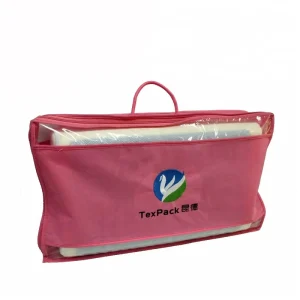 PP Non Woven Pillow Storage Bag for Bedding Packaging with Clear Window