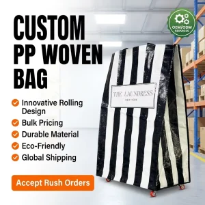 PP Woven Bag Packaging Solution Aesthetic Kitchen Organizer Customized Promotional Bag Retail Chain Bulk Washable Grocery Bag