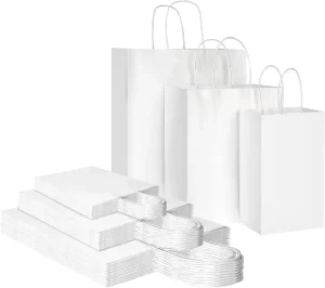 Packaging Colorful Print With Handles Gift Shopping Custom Kraft White Paper Bags