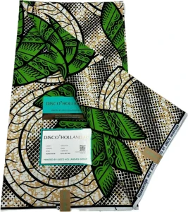 PagneAfricain Style Botanique Texture Craquelée Beige Genuine Wax Cotton Cloth