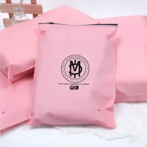 Personalized Custom Printing Brand Logo Poly EVA Frosted Zip Lock Packaging Bag for Clothing