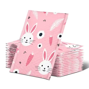 Pink Poly Bubble Mailer Custom Bubble Mailers Eco Padded Envelope Compostable Mailing Bags for Clothing Packaging