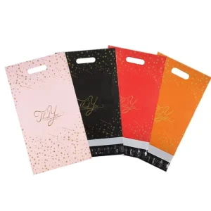 Pink Red Star Thank You Poly Mailer Bag Clothing Polymailer Shipping Mailing Packaging Bag with Handle