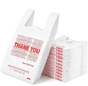 Plastic Bags With Carryout Vest Handle Thank You Bag Carryout T Shirt For Grocery Shopping