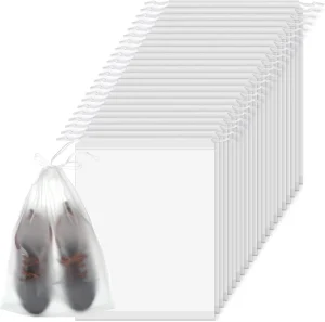 Plastic Drawstring Bags Clear Shoe Bags for Storage Waterproof Dustproof Portable Shoe Storage with Rope for Packing