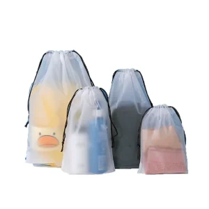 Plastic Drawstring Packaging Bag Eco Friendly Durable Customized Color Gift Beam Pocket Packaging