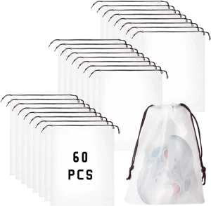 Plastic Drawstring Shoe Bag Suitable for Travel 30 * 40cm Semi Transparent Bag with Rope Storage