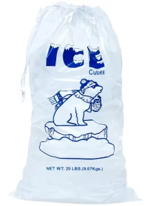 Plastic Ice Cube Bags Recyclable Pe Clear Food Bag Drawstring Custom Logo Hot Stamping