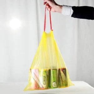 Plastic PE Disposable Customizable Drawstring Garbage Bag Kitchen Trash Sack with Draw Tape Tie String for House Use