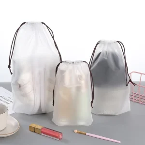 Polyester Drawstring Bag Matte Plastic with Logo Custom Printing PVC Drawstring Bag Frosted EVA Clothing Packaging Bag