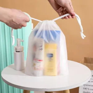 Polyester Translucent Drawstring Storage Bag Frosted EVA PVC