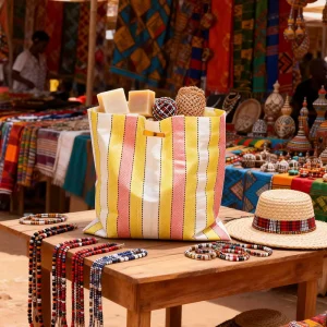 Polypropylene Laminated Woven Shopping Bag Packaging Rice Flour Wheat with Punching Handle Tanzania Ghana Congo Africa Market