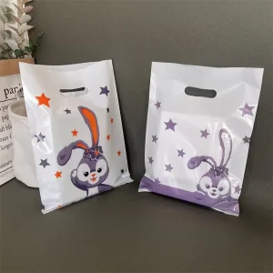 Portable Cartoon PE Plastic Bag Shopping Packaging Boutique Clothing Retail Bag Fashion Cute Little Bear Portable Plastic