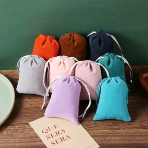 Portable Drawstring Jewelry Storage Bag for Travel Use Suede Jewelry Pouch