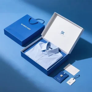 Premium Deluxe Clothing Packaging Paper Box Custom Corrugated Cardboard Apparel Packaging Shipping Box Set With Paper Bag Label