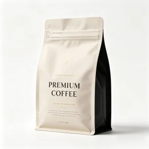 Premium Flat Bottom Coffee Packaging Bag With Degassing Valve and Zipper High Barrier Coffee Bean Bag Custom Printed