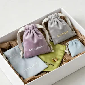 Premium Velvet Drawstring Bag with Logo Reusable Fashion Lady Soft Dust Pouch for Gifts & Small Accessories