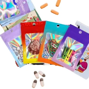 Printed Laser Holographic Ziplock Bag Resealable Packaging for Jewelry and Small Products for Watches and Necklaces