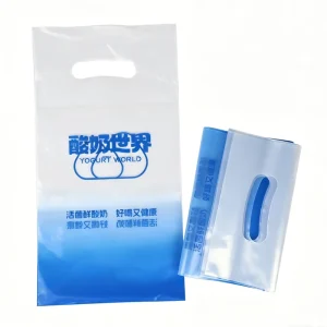 Printed Logo Clothing Shoe Shop Packing Reusable Foldable Shopping Bag Custom Plastic Die Cut Handle Bag