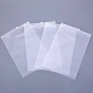 Printed Logo Custom Frosted Clear Matte Plastic T Shirt Swimwear Zipper Bags for Clothing Packaging