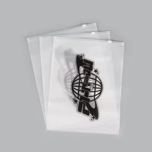 Printed Logo Hot Stamping Resealable Poly PE Clothing T Shirts Bag Custom Frosted Zipper Plastic Packaging for Clothes and Shoes