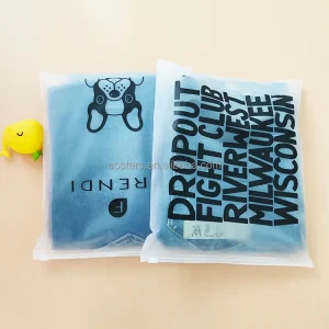 Printed Logo Poly PE Clothing T-Shirts Bag Custom Frosted Zipper Plastic Packaging Zip Lock Bag for Clothes
