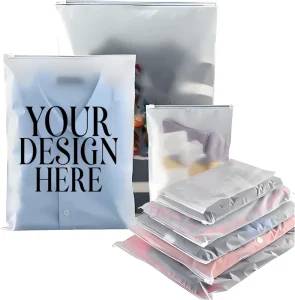 Printed Logo Resealable Poly PE Clothing T-shirts Bag Custom Frosted Zipper Plastic Packaging Zip Lock Bag for Clothes