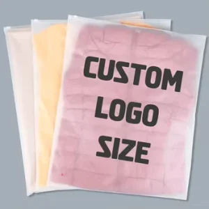 Printed Logo Resealable Poly Pe Clothing T Shirts Bag Custom Frosted Zipper Plastic Packaging Zip Lock Bag for Clothes