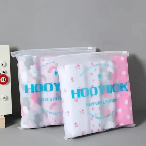 Printed Matte Ziplock Pouch with Ring Ziplock Clothing Bag Custom Frosted Plastic Swimwear Packaging Zipper Bag with Logo