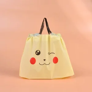 Printing LOGO Drawstring Plastic Restaurant Pack Take Out Bags Draw String Frosted Food Take Away Packaging Bags