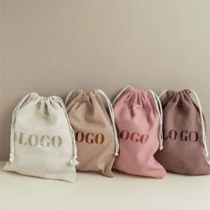 Promotion Storage Custom Logo Printed Gift Linen Jewelry Shoe Organic Canvas Cloth Fabric Cotton Small Dust Drawstring Pouch Bag