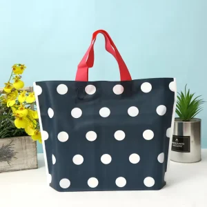 Promotional Custom Logo Printed Packaging Shopping PE Plastic Tote Bag with Soft Loop Handle
