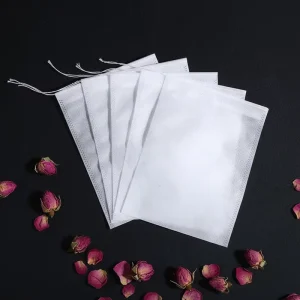 Promotional Customizable Size Disposable Drawstring Eco 6*8CM 7*9CM Non woven Filter Fabric Tea Sachet Bag