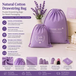 Purple Drawstring Bag for Retail Packaging