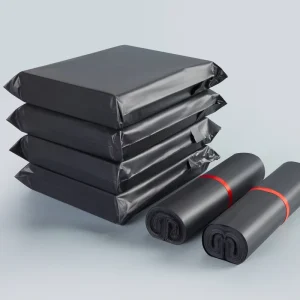 RUIQI 28*42cm Thickened Black Poly Self seal Waterproof Anti peep Apparel Logistics Packaging Bag Durable Eco Friendly