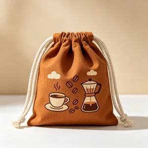 Recyclable Canvas Drawstring Bags with Cartoon Pattern Lightweight & Simple Design for Jewelry Packaging and Daily Organization