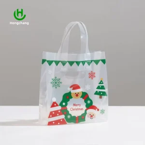 Recyclable Custom Printing Frosted Shopping Bag Eco Friendly Carrier Bag Newly Designed Plastic Bags With Christmas Elements