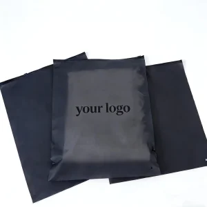 Recyclable PE Black Frosted Zipper Top Garment Bags with Gravure Printing for Clothing Socks Shoes & Electronics Packaging