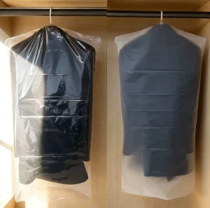 Recyclable T-Shirt Bag Garment Hanging Bags PE Plastic Transparent Packaging for Clothing Suits Coats Dresses Storage