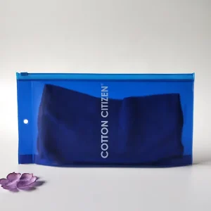 Recycle Frosted Navy Blue Eco Friendly Garment Poly Bags Garment Zipper Bag