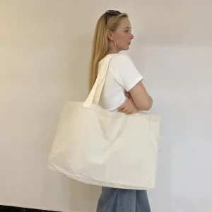 Recycled Custom Tote Bag logo Heavy Duty Large Grocery Reusable Canvas Eco Organic Eco Shopping Tote Cotton Bag with Rope Handle