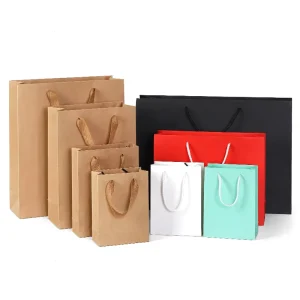 Recycled Eco Friendly Custom Printed logo Paper Bag for Packaging hang Bag