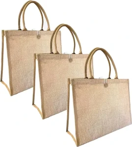 Recycled Eco friendly CE Certified Jute Tote Bag Oversize Customized Zipper Closure Extra Large Shopping Handbag