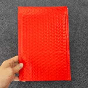 Red Recyclable Poly Bubble Mailer Bags Eco Friendly Waterproof Padded Envelopes for Clothing and Apparel Shipping